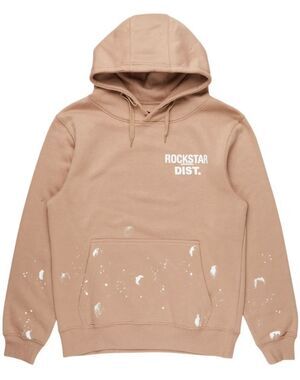 Rockstar Original Nylia Beige Oversized Paint Splatter Hoodie Size Medium
